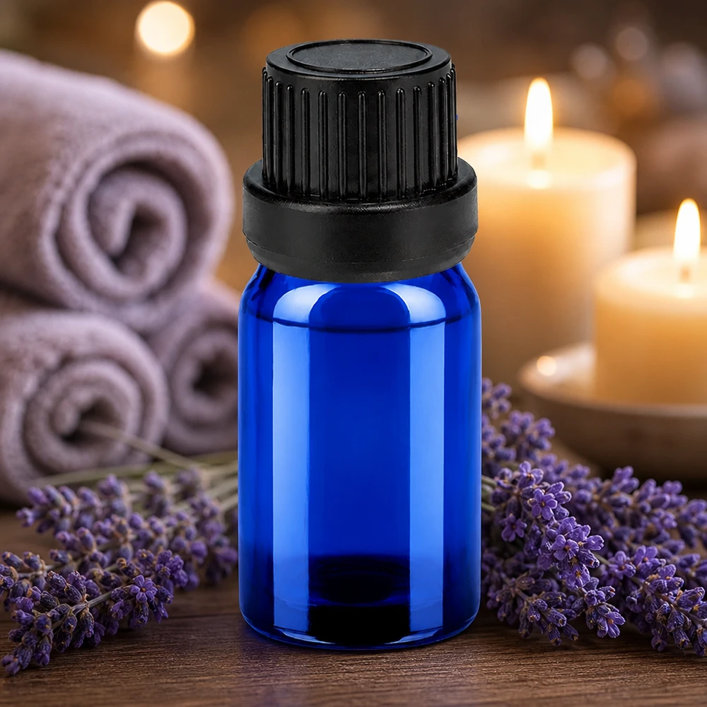Botella de cristal azul de 5 ml con gotero de precisión de 2 mm para dispensar líquidos de forma controlada