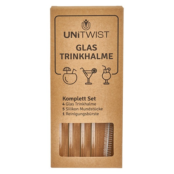 Juego de pajitas de cristal transparente con puntas blandas UNiTWIST Juego de pajitas de cristal transparente con puntas blandas UNiTWIST