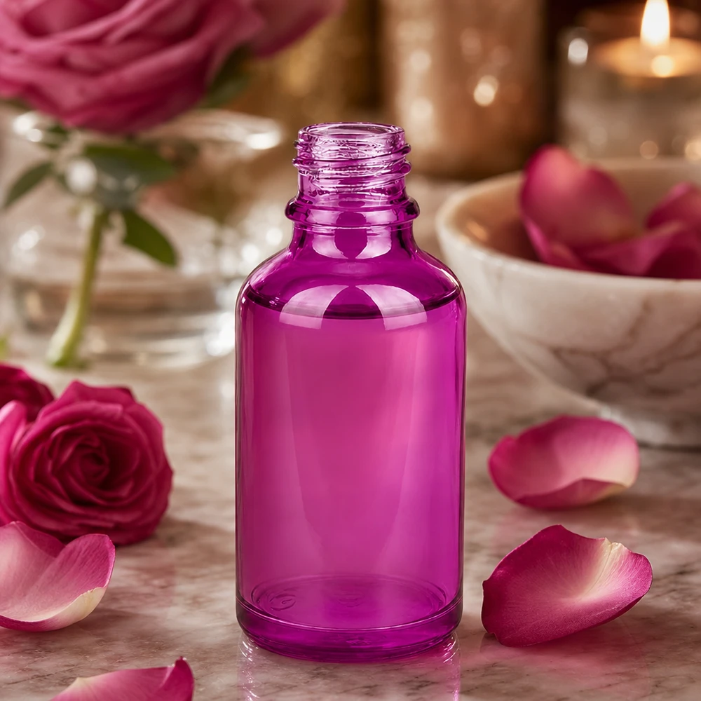 Frasco de farmacia de 50 ml PurpleLine UT18/50 UNiTWIST Frasco de farmacia morado de 50 ml PurpleLine UT18/50 con tapón UNiTWIST para cosmética y aromaterapia