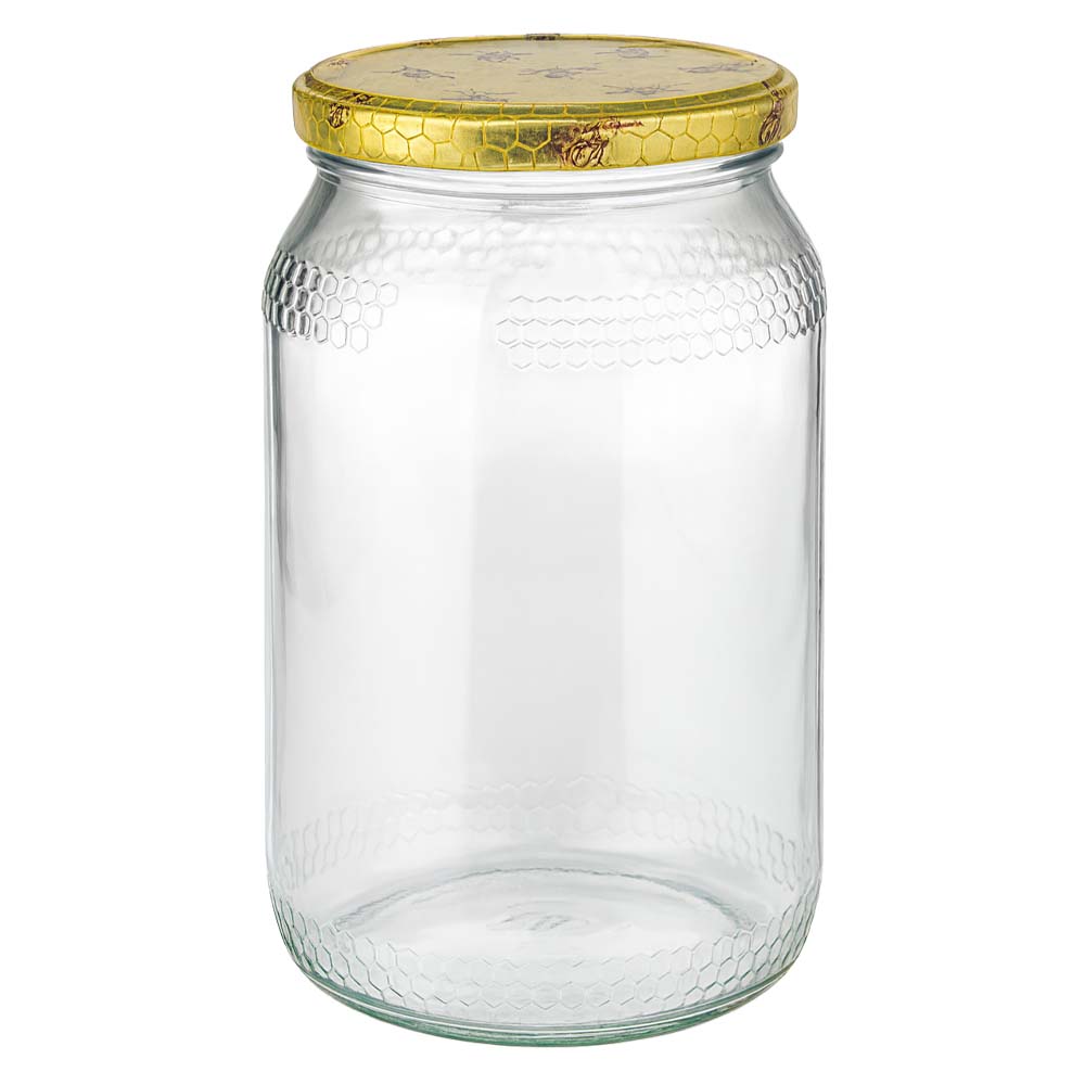 Tarro para miel de 1260 g con tapa con diseño de panal BasicSeal UNiTWIST