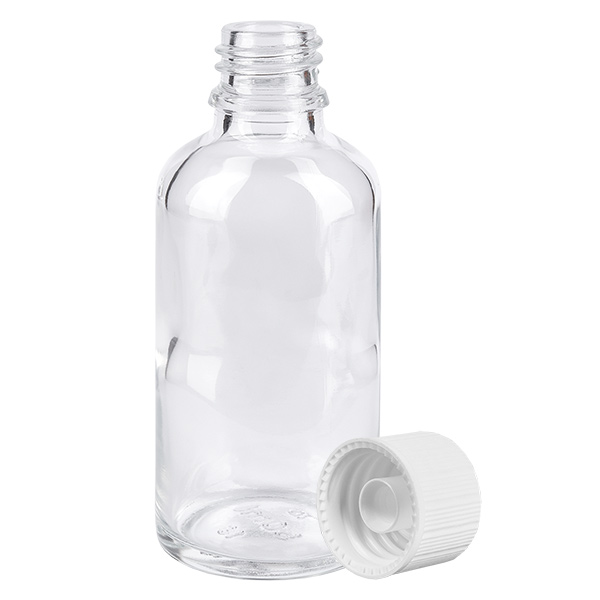 Frasco de 50 ml con tapón de rosca de 11 mm, blanco ClearLine estándar UT18/50 Frasco de 50 ml con tapón de rosca de 11 mm, blanco ClearLine estándar UT18/50