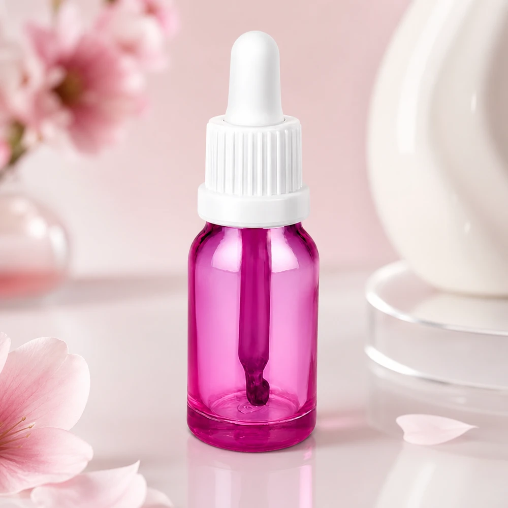 Frasco pipeta 10ml tapón rosca originalidad blanco PurpleLine UT18/10 Elegante botella pipeta 10ml en morado con gotero blanco para aceites esenciales