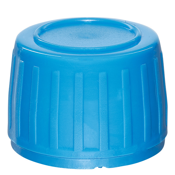 Tapón de rosca azul con anillo de seguridad PP28 ApoGlas Tapón de rosca azul con anillo de seguridad PP28 ApoGlas
