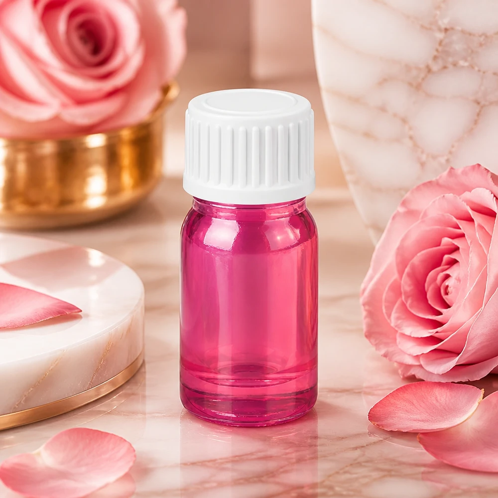 Frasco cuentagotas pequeño de 5 ml en color morado con tapón blanco para aplicaciones cosméticas PurpleLine