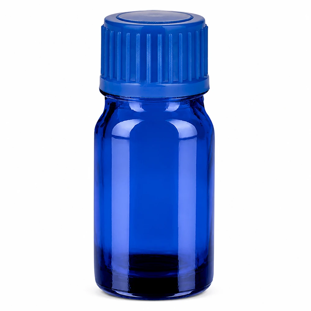 Frasco 5ml 11mm tapón rosca azul Estándar BlueLine UT18/5 Frasco de vidrio azul de 5 ml con tapón de rosca de 11 mm para aromaterapia y aceites esenciales