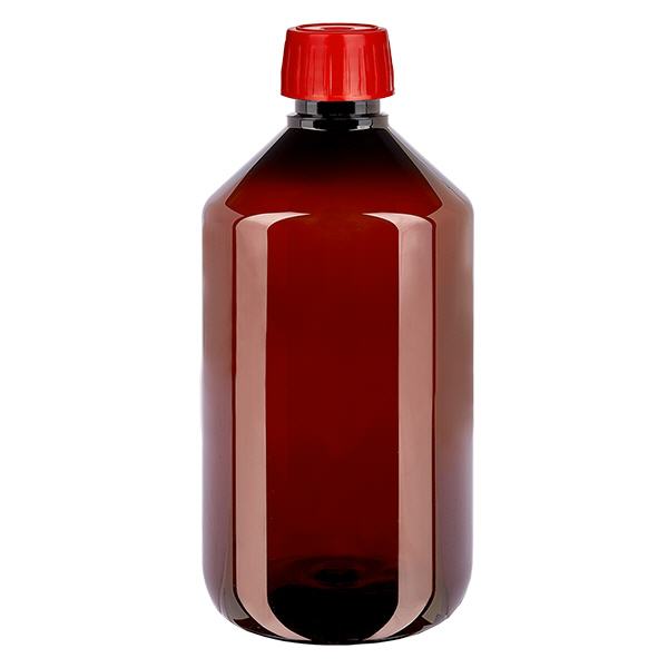 Botella PET 500ml con tapón de rosca desgasificador rojo Botella PET 500ml con tapón de rosca desgasificador rojo