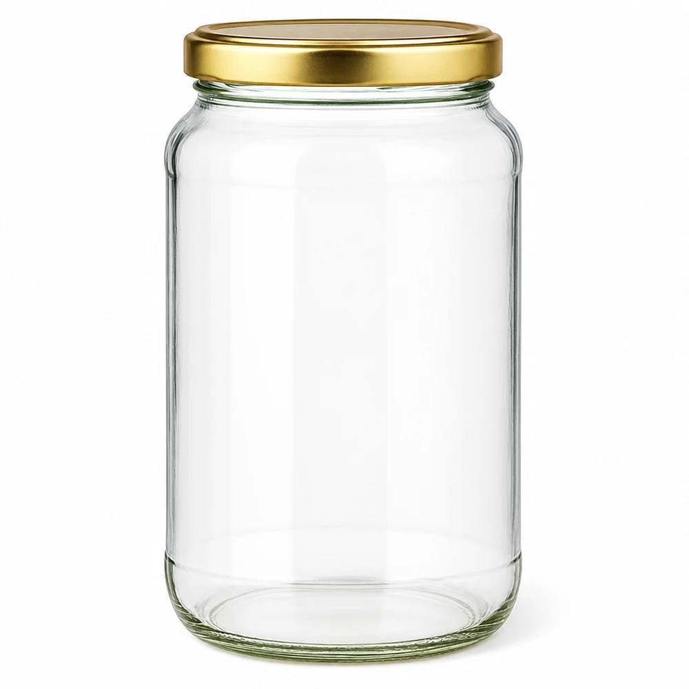 Tarro redondo 1700ml con tapa BasicSeal oro UNiTWIST Tarro redondo de 1700 ml con tapa dorada BasicSeal UNiTWIST - tarro vacío de cristal transparente para conservas