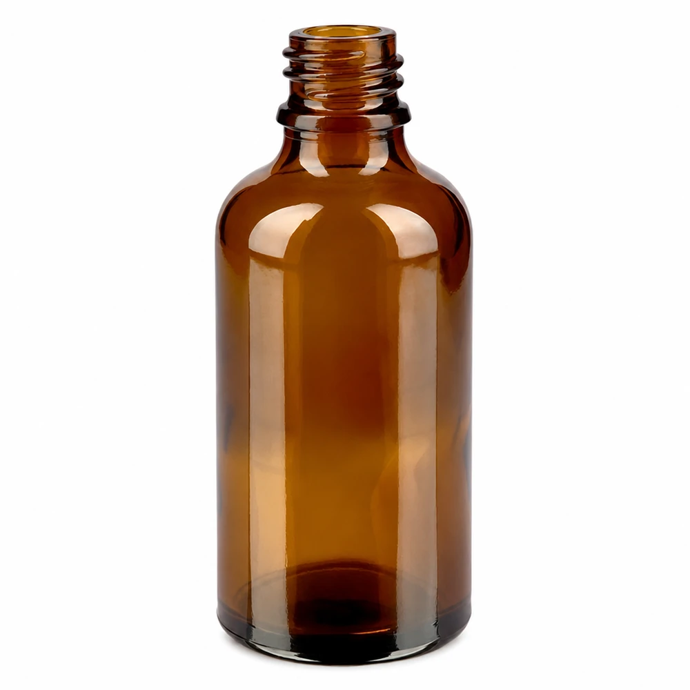 Frasco cuentagotas 50 ml DIN 18 de vidrio ámbar Frasco boticario de vidrio marrón de 50 ml con rosca para aceites esenciales y medicamentos