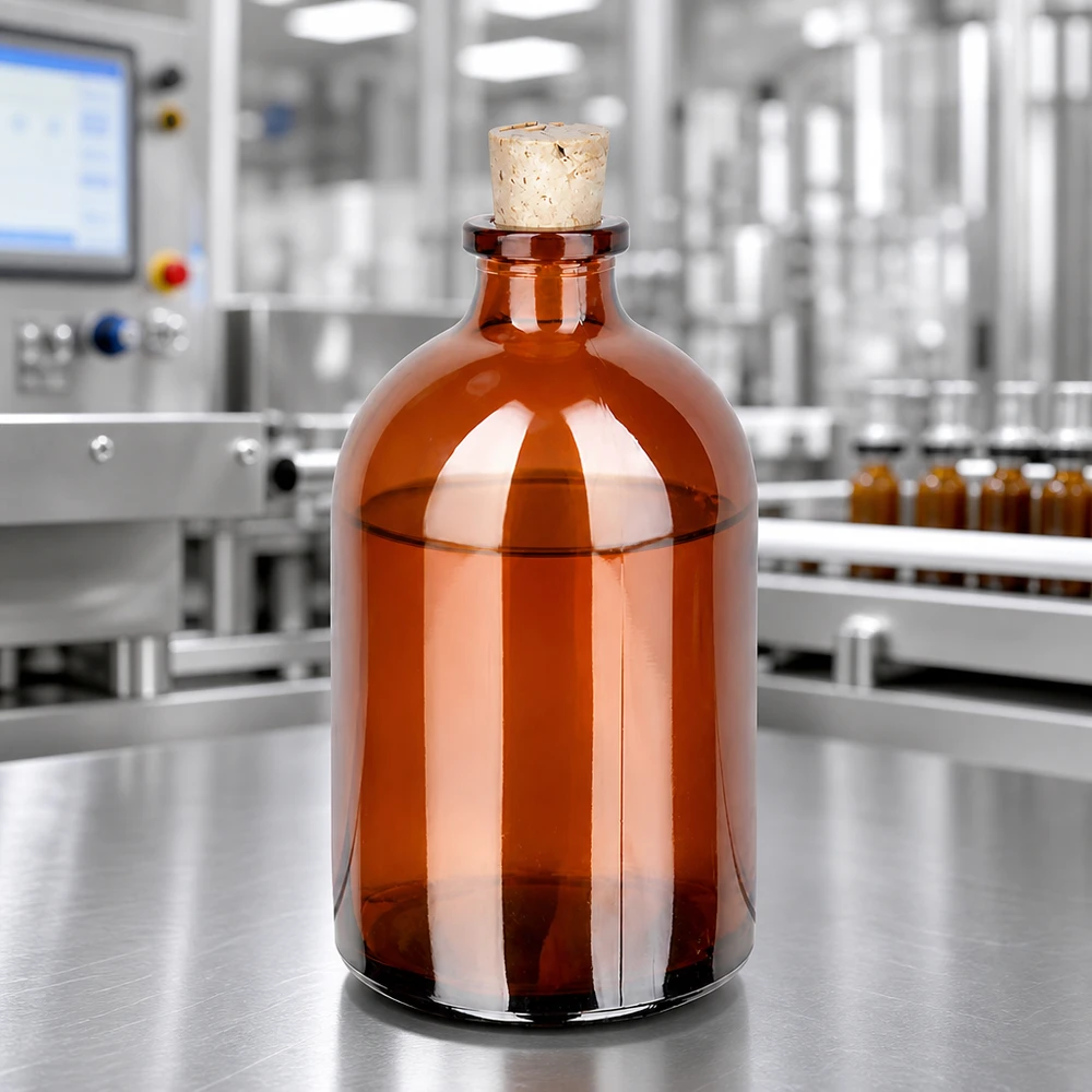 Botella de vidrio ámbar 100ml con corcho 11/14mm Braunglas-Vorratsflasche 100ml mit Naturkorken für lichtempfindliche Flüssigkeiten und Öle