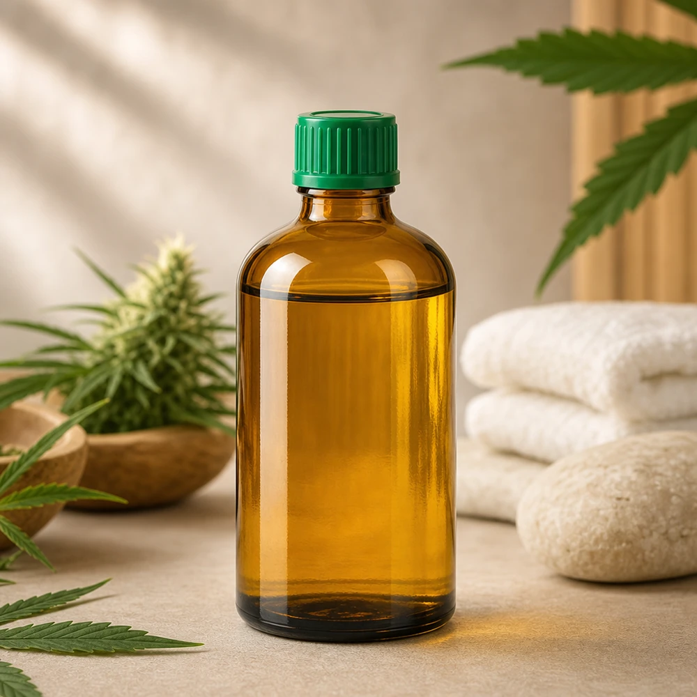 Botella de 100 ml con tapón de rosca de 11 mm verde Estándar BrownLine UT18/100 Botella de vidrio compacta de 100 ml en color ámbar con tapón verde para ahorrar espacio de almacenamiento