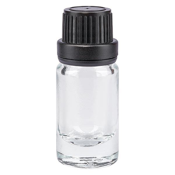 Botella de farmacia transparente de 5ml con tapón de rosca negro y cierre inviolable Botella de farmacia transparente de 5ml con tapón de rosca negro y cierre inviolable