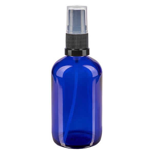 Botella de farmacia azul 100ml pulverizador negro Botella de farmacia azul 100ml pulverizador negro