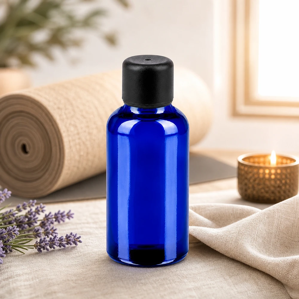 Frasco de vidrio compacto de 30 ml de la serie BlueLine con tapón estándar negro para aplicaciones de laboratorio