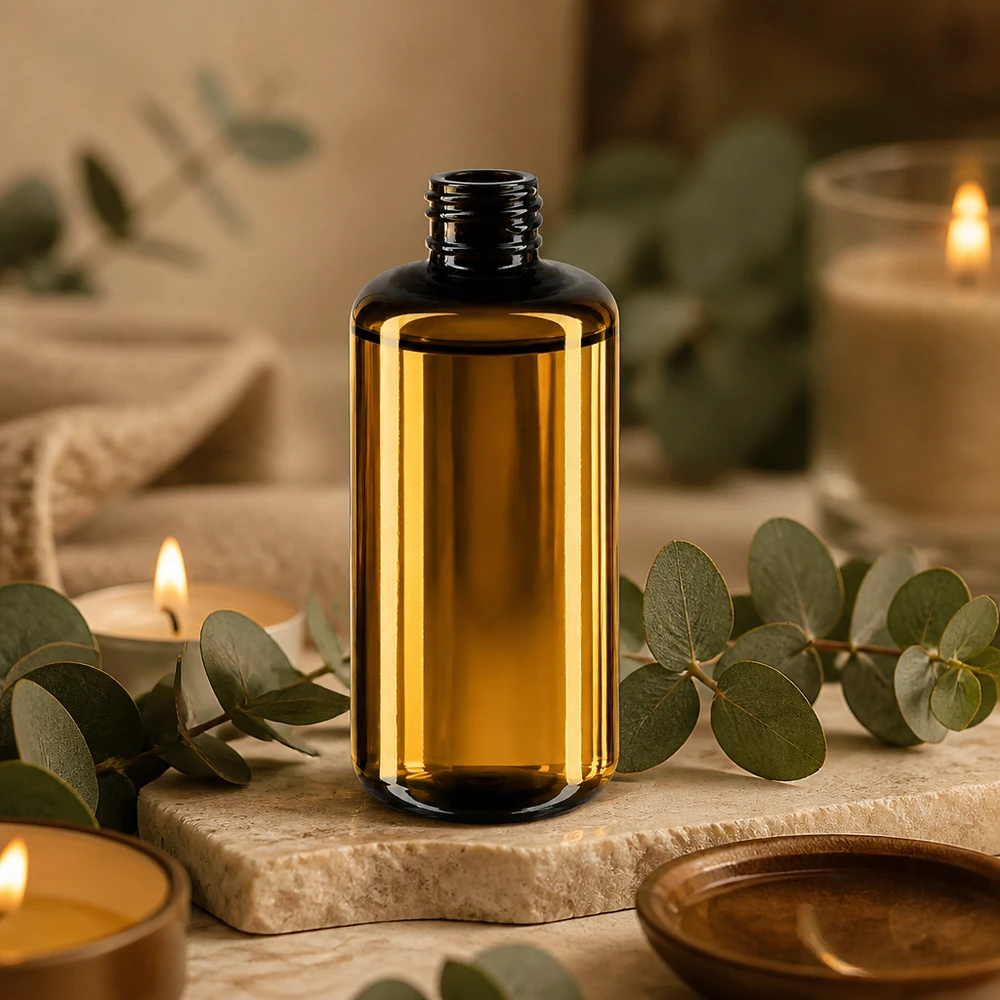 Elegante frasco de vidrio violeta Draco de 200 ml en elegante diseño ámbar para productos cosméticos de primera calidad