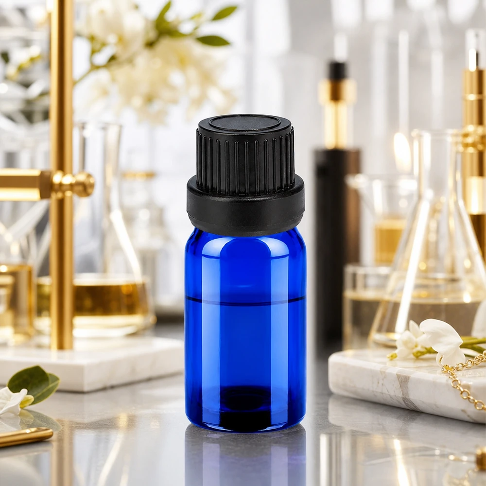 Frasco cuentagotas de 5 ml con tapón inviolable negro de 2 mm BlueLine UT18/5 Frasco cuentagotas compacto de 5 ml en azul con gotero de precisión de 2 mm para una dosificación exacta