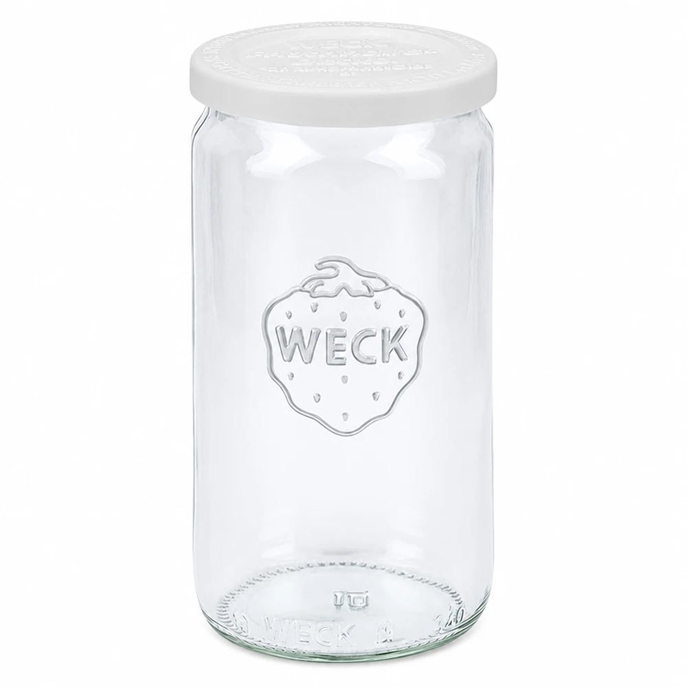 Tarro cilíndrico de 340ml con tapa de frescor WECK RR60 WECK tarro cilíndrico 340ml con tapa blanca RR60 tarro de conserva tarro de almacenaje transparente