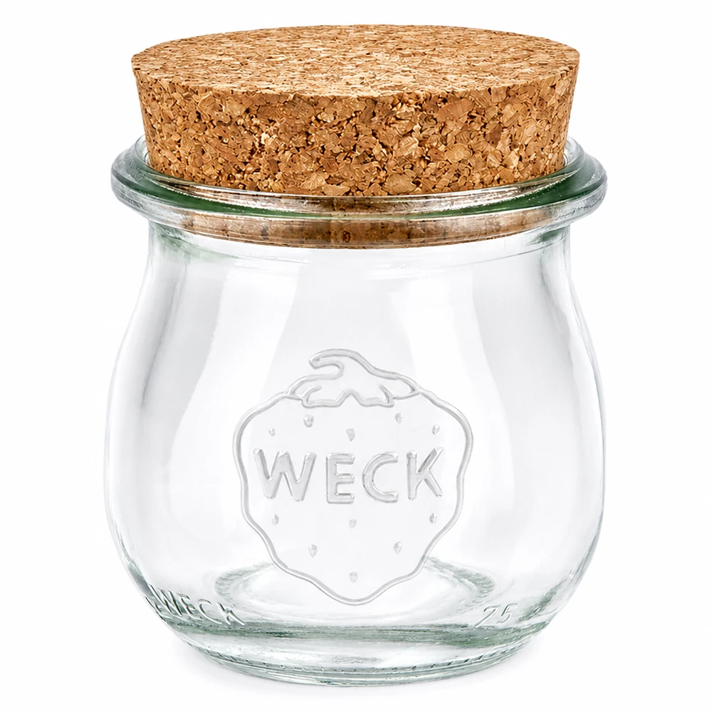 Tarro tulipa 75ml WECK RR40 con corcho natural WECK tarro tulipán 75ml RR40 con cierre de corcho natural tarro de conservas tarro de almacenaje transparente