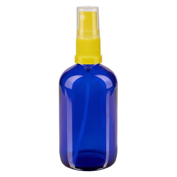Botella de farmacia azul 100ml accesorio pulverizador amarillo Botella de farmacia azul 100ml accesorio pulverizador amarillo