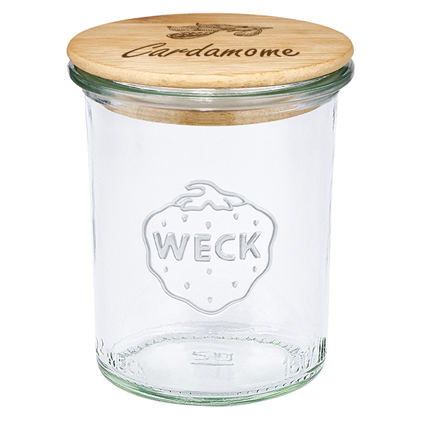 Couvercle en bois "Cardamome" avec verre WECK 160ml Couvercle en bois "Cardamome" avec verre WECK 160ml