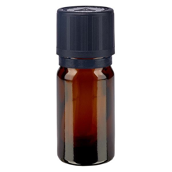 Botella de farmacia marrón 5ml gotero tapón anillo vertedor 1mm negro cierre de seguridad para niños símbolo de advertencia ciego cierre inviolable