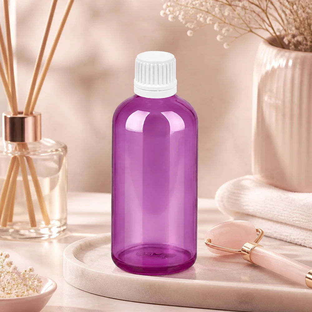 Frasco cuentagotas de 100 ml 0,7 mm blanco Originalidad tapón de rosca PurpleLine UT18/100 Frasco cuentagotas de alta calidad PurpleLine de 100 ml con rosca UT18 para aplicaciones profesionales