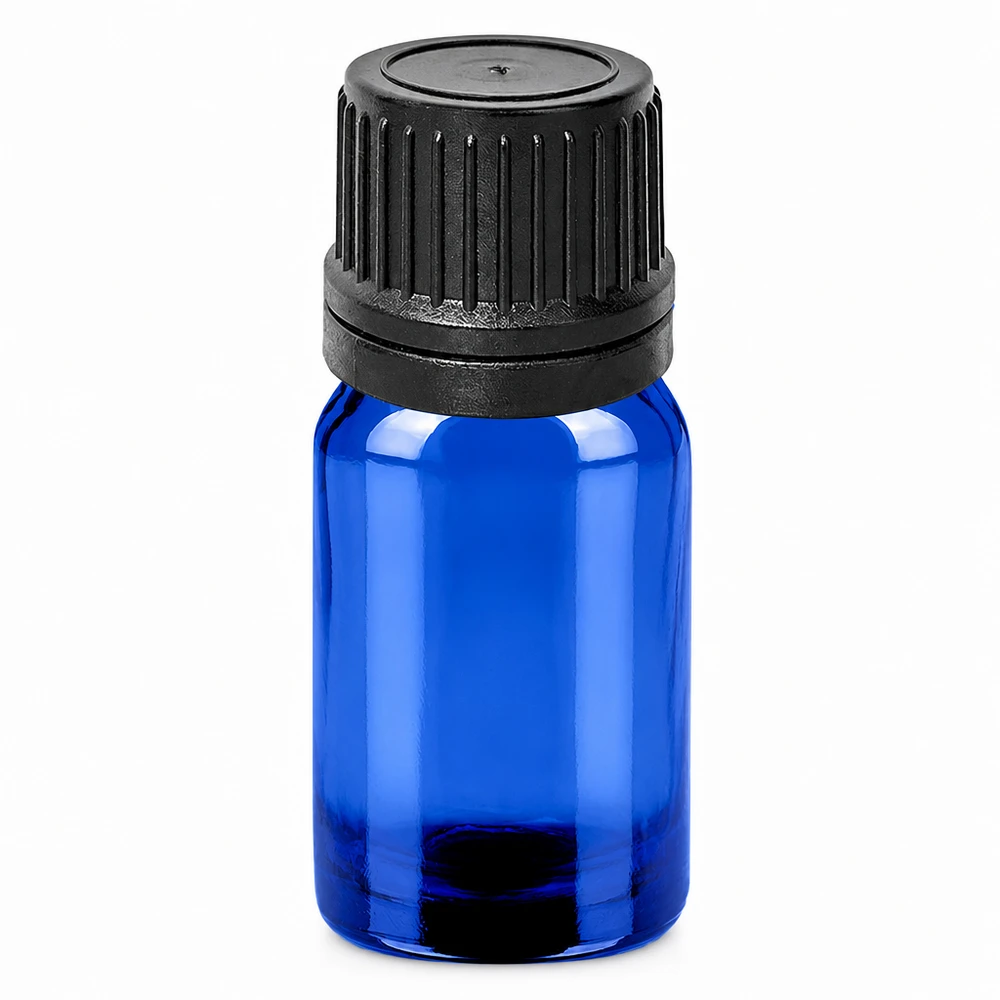 Frasco cuentagotas de 5ml 1mm negro cierre inviolable BlueLine UT18/5 Frasco cuentagotas de 5 ml azul con tapón negro para dosificar líquidos con precisión