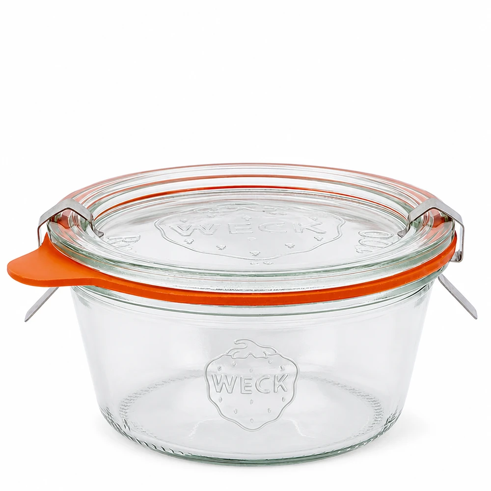Vaso 290ml bajo completo WECK RR100 Vaso WECK 290ml RR100 bajo con tapa de cristal y anillo de goma Tarro para conservas