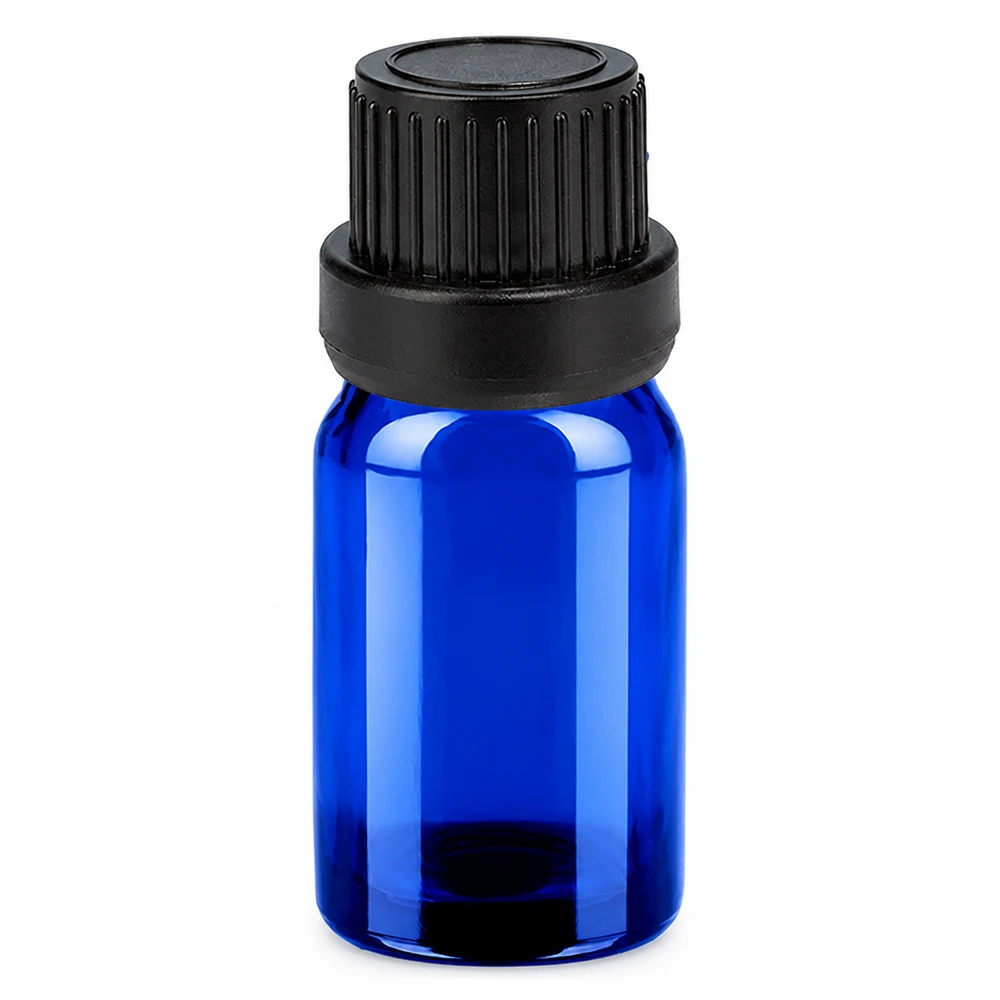 Frasco cuentagotas de 5 ml con tapón inviolable negro de 2 mm BlueLine UT18/5 Frasco gotero 5ml azul con tapón negro OV BlueLine UT18 para aceites esenciales