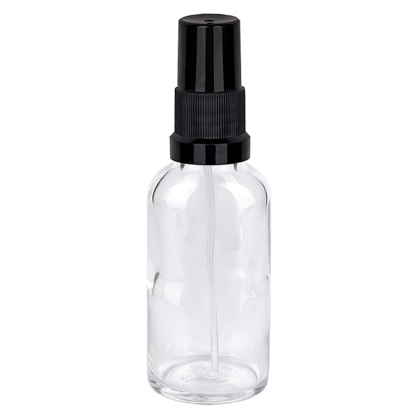Frasco pulverizador de 30 ml negro con tapón estándar ClearLine UT18/30 Frasco pulverizador de 30 ml negro con tapón estándar ClearLine UT18/30