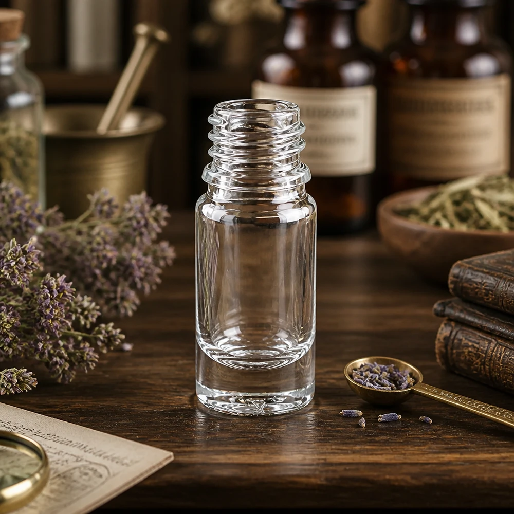 Frasco vacío de farmacia ApoGlas de 5 ml con cuello roscado para aceites esenciales y esencias