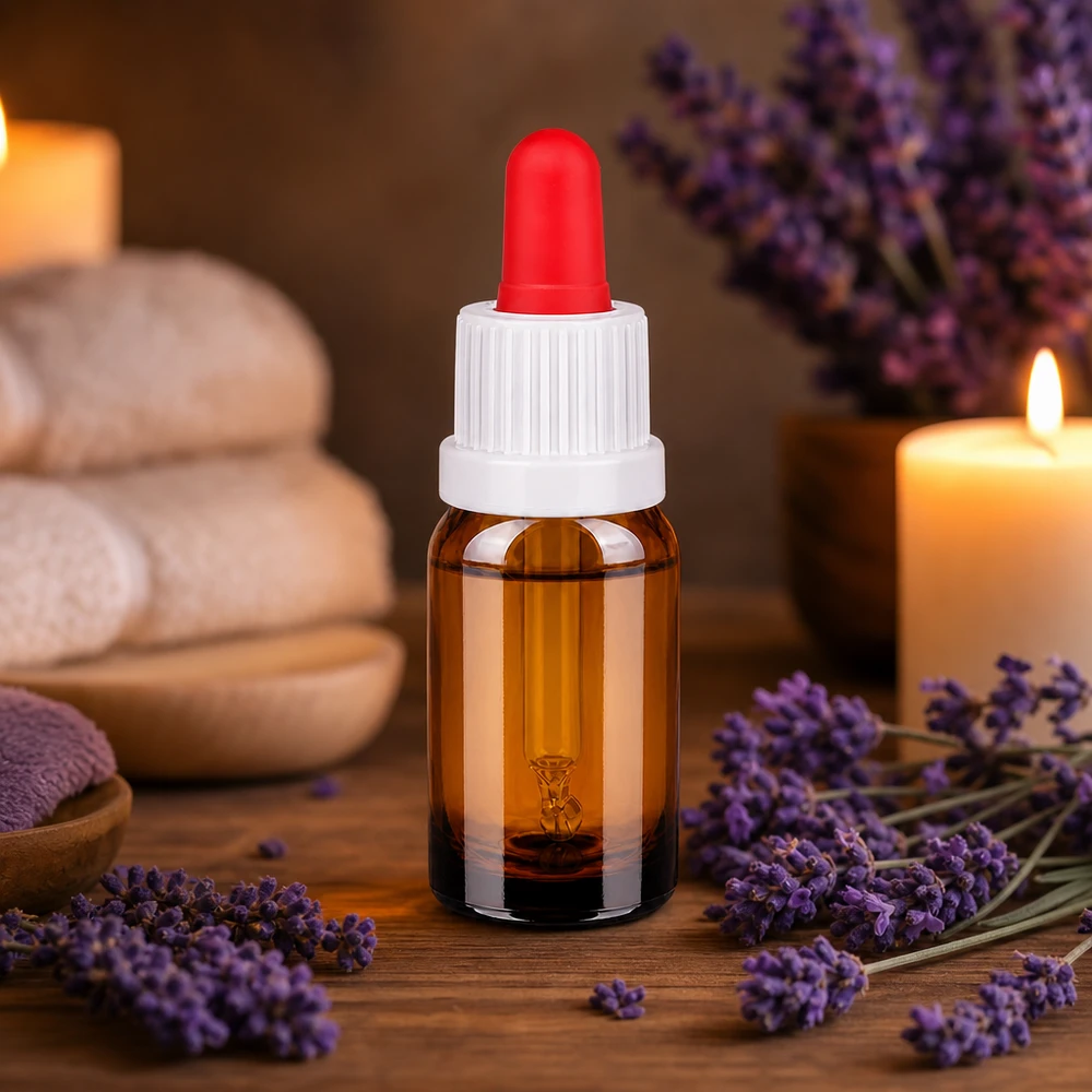 Frasco pipeta 10ml blanco/rojo cierre inviolable BrownLine UT18/10 Pequeño frasco pipeta de 10 ml de tamaño compacto con cuentagotas rojo para aplicaciones de aromaterapia