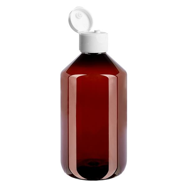 Botella de PET de 500 ml con tapón flip-top blanco Botella de PET de 500 ml con tapón flip-top blanco