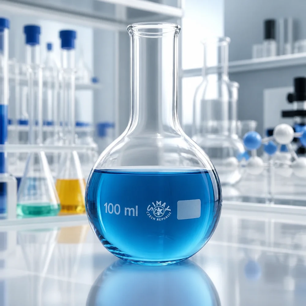 Frasco de laboratorio de 100 ml con cuello largo para análisis químicos y procedimientos de destilación
