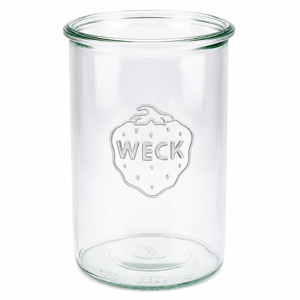 Tarro de cristal de 1000 ml WECK RR100 Tarro RR100 WECK de 1000 ml de vidrio transparente con logotipo en relieve para conservar y almacenar