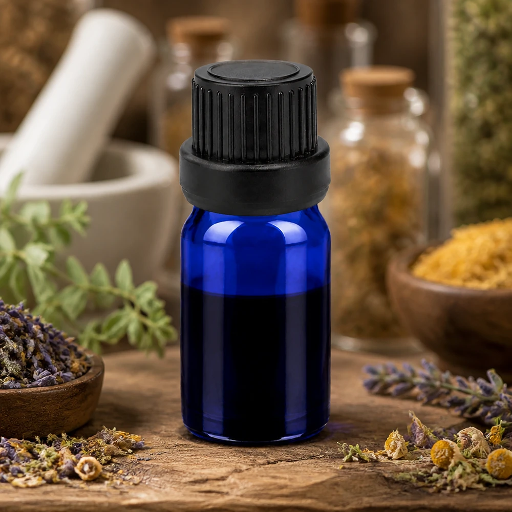 Frasco de vidrio negro OV BlueLine UT18/5 de 5 ml de alta calidad para aromaterapia y cosmética natural