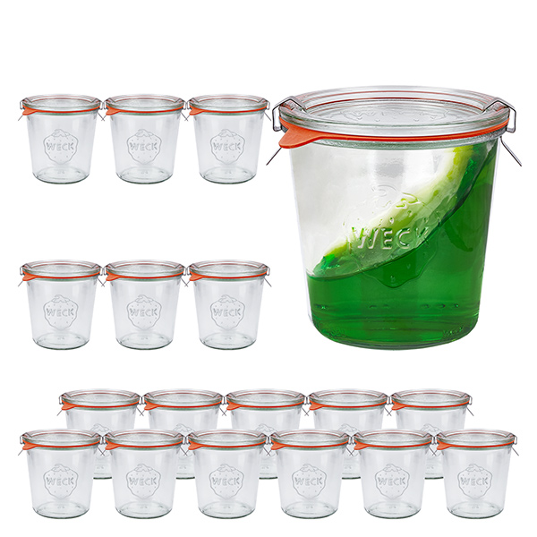 Juego de 18 tarros Weck 580ml de tulipa con 18 tapas de cristal, 1 Juego de 18 tarros Weck 580ml de tulipa con 18 tapas de cristal, 1