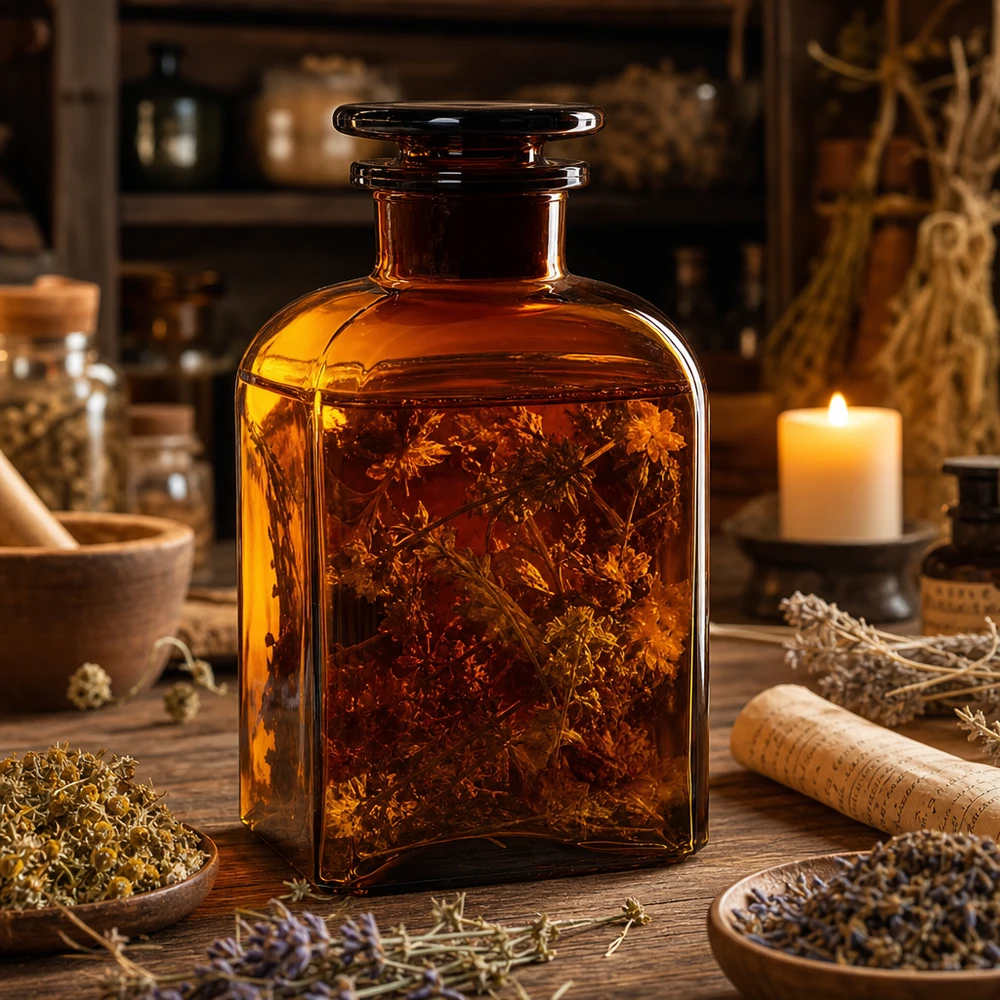 Botella cuadrada 500ml marrón cuello ancho tapón de cristal Frasco de farmacia marrón de 500 ml con infusión de hierbas y tapón de cristal original
