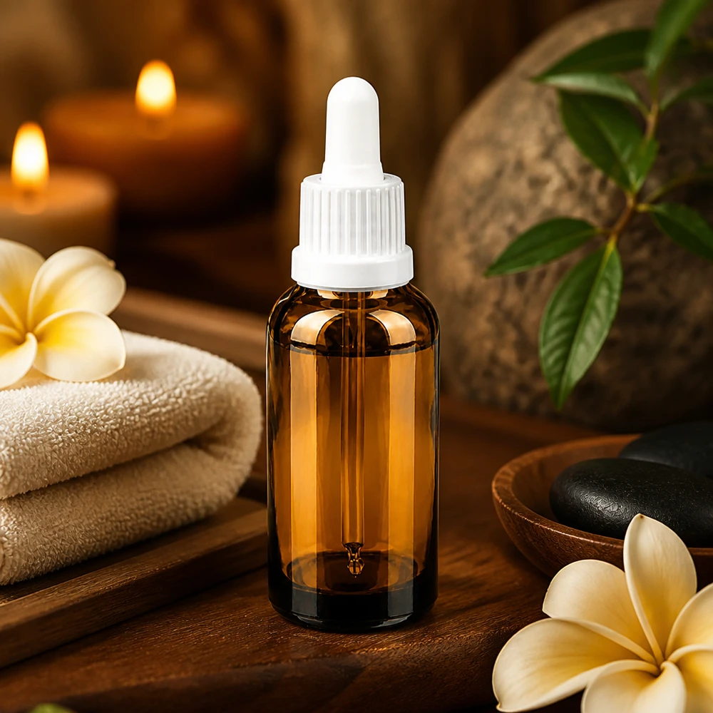 Frasco de vidrio compacto de 30 ml con pipeta ideal para aplicaciones cosméticas y de bienestar