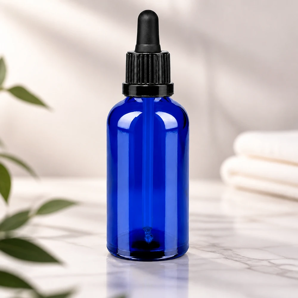 Dosificación precisa de 50 ml con pipeta negra - Botella de vidrio BlueLine para aplicaciones profesionales
