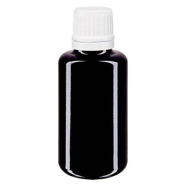 Botella de farmacia violeta 30ml cuentagotas tapón 1.2mm blanco precinto de seguridad Botella de farmacia violeta 30ml cuentagotas tapón 1.2mm blanco precinto de seguridad