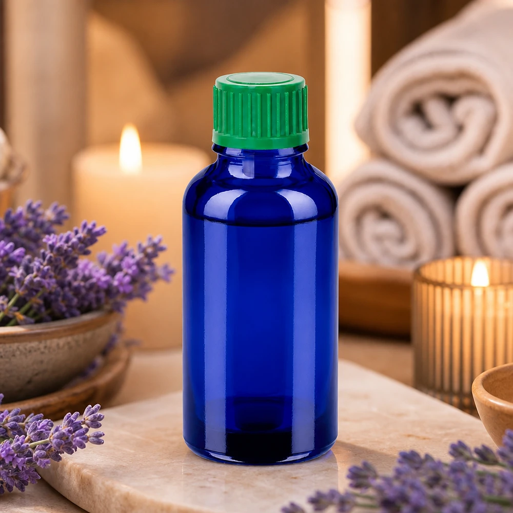 Frasco cuentagotas de 30 ml 0,8 mm verde Cierre estándar BlueLine UT18/30 Frasco cuentagotas preciso de 30 ml con abertura de 0,8 mm en color azul para la dosificación exacta de líquidos