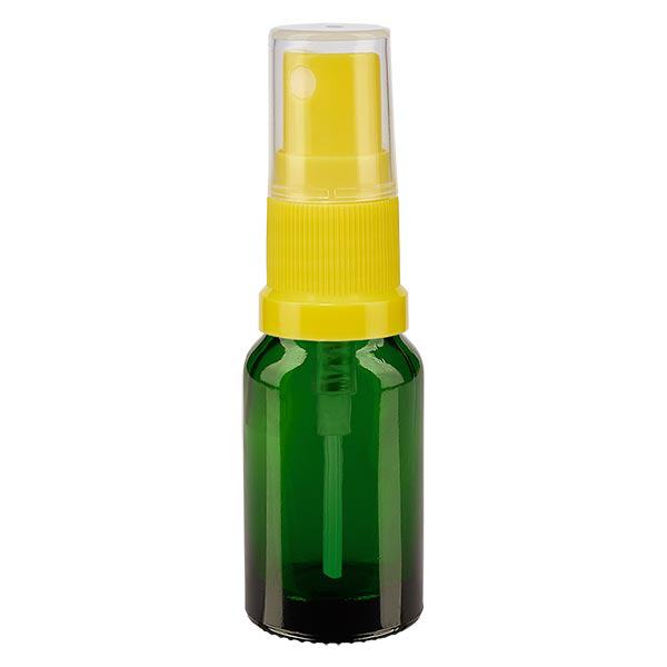 Botella de farmacia verde 10ml tapón pulverizador amarillo Botella de farmacia verde 10ml tapón pulverizador amarillo