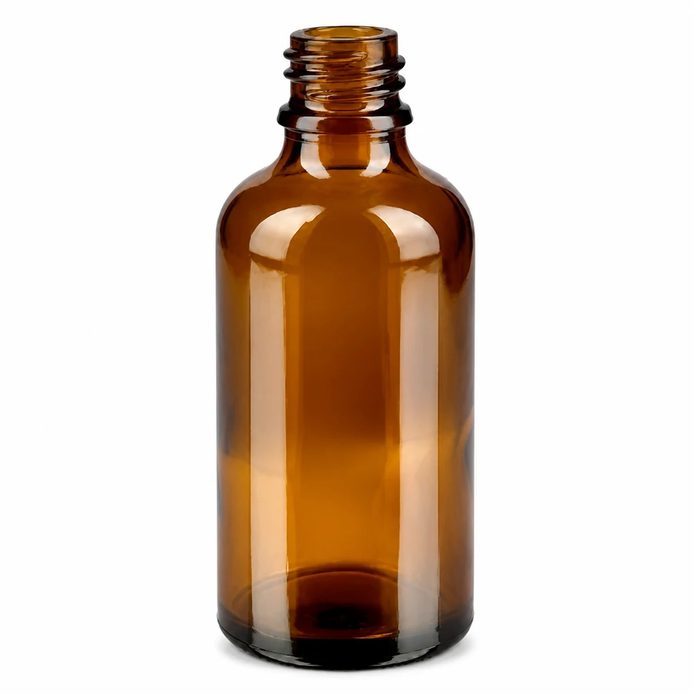 Frasco pipeta 50ml cierre inviolable negro BrownLine UT18/50 Frasco de vidrio marrón de 50 ml con tapón de pipeta OV BrownLine UT18/50 para aceites esenciales