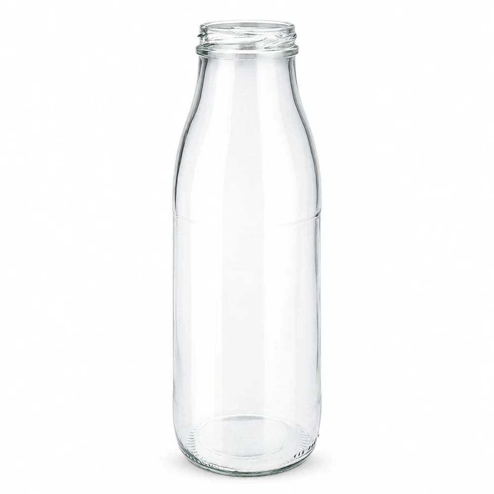 Frasco de vidrio de 500 ml sin tapa (TO48) UNiTWIST 500ml Glasflasche ohne Deckel transparent TO48 UNiTWIST für Milch Saft und Getränke aus hochwertigem Glas