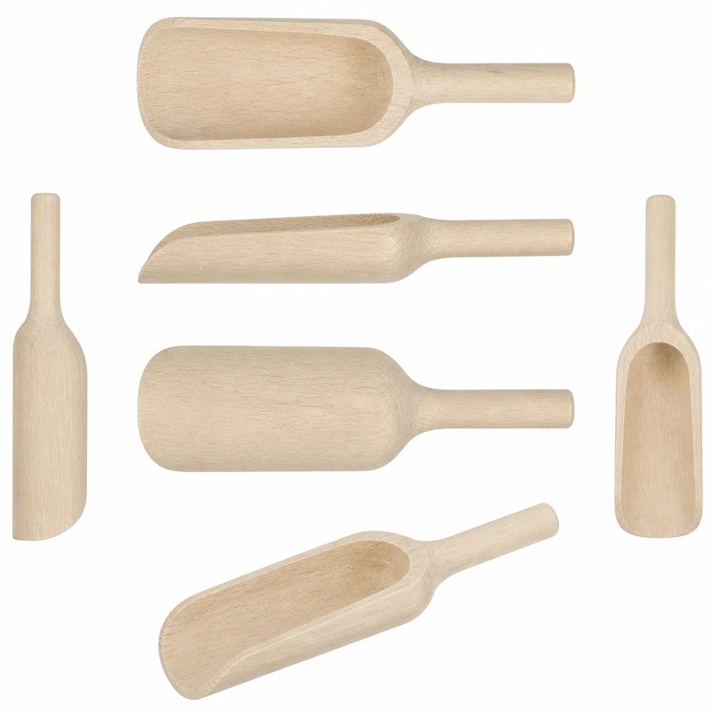 Pala de madera tamaño L forma plana - 180mm de largo Holzschaufeln Set verschiedene Größen und Formen aus natürlichem Holz - Küchenhelfer für Gewürze Mehl und Backen