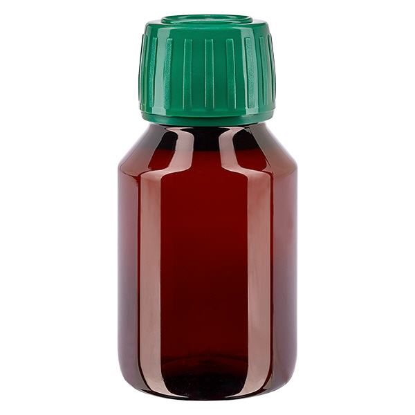 Botella PET 50ml con tapón verde inviolable Botella PET 50ml con tapón verde inviolable