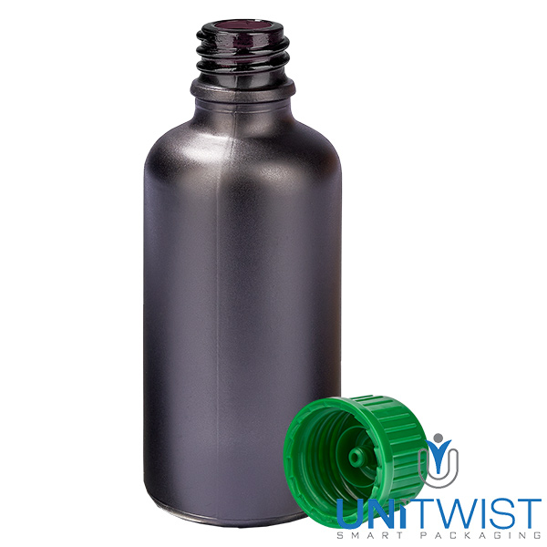 Botella 50ml 11mm tapón rosca verde estándar BlackLine UT18/50 Botella 50ml 11mm tapón rosca verde estándar BlackLine UT18/50