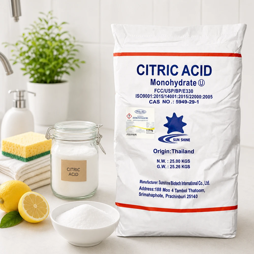 Ácido cítrico de primera calidad E330 envase a granel de 25 kg de SunShine Biotech - aditivo alimentario de Tailandia