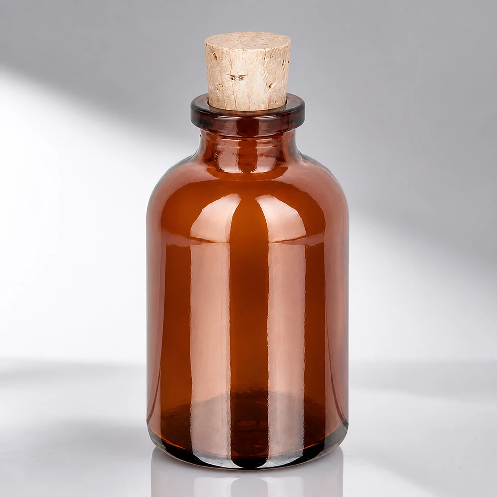 Botella de vidrio ámbar 30ml con corcho 11/14mm Vintage Flakon 30ml Braunglas mit handelsüblichem Korken für Naturkosmetik