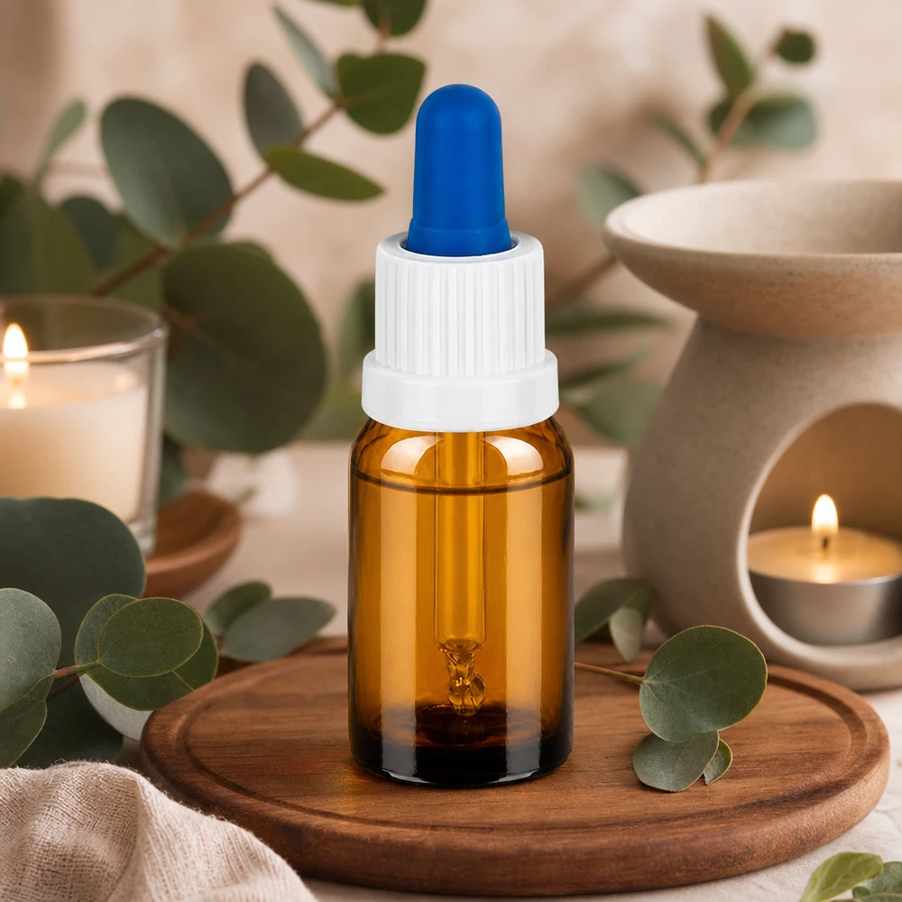Frasco pipeta de 10 ml de alta calidad BrownLine con protección UV y punta dosificadora azul de precisión